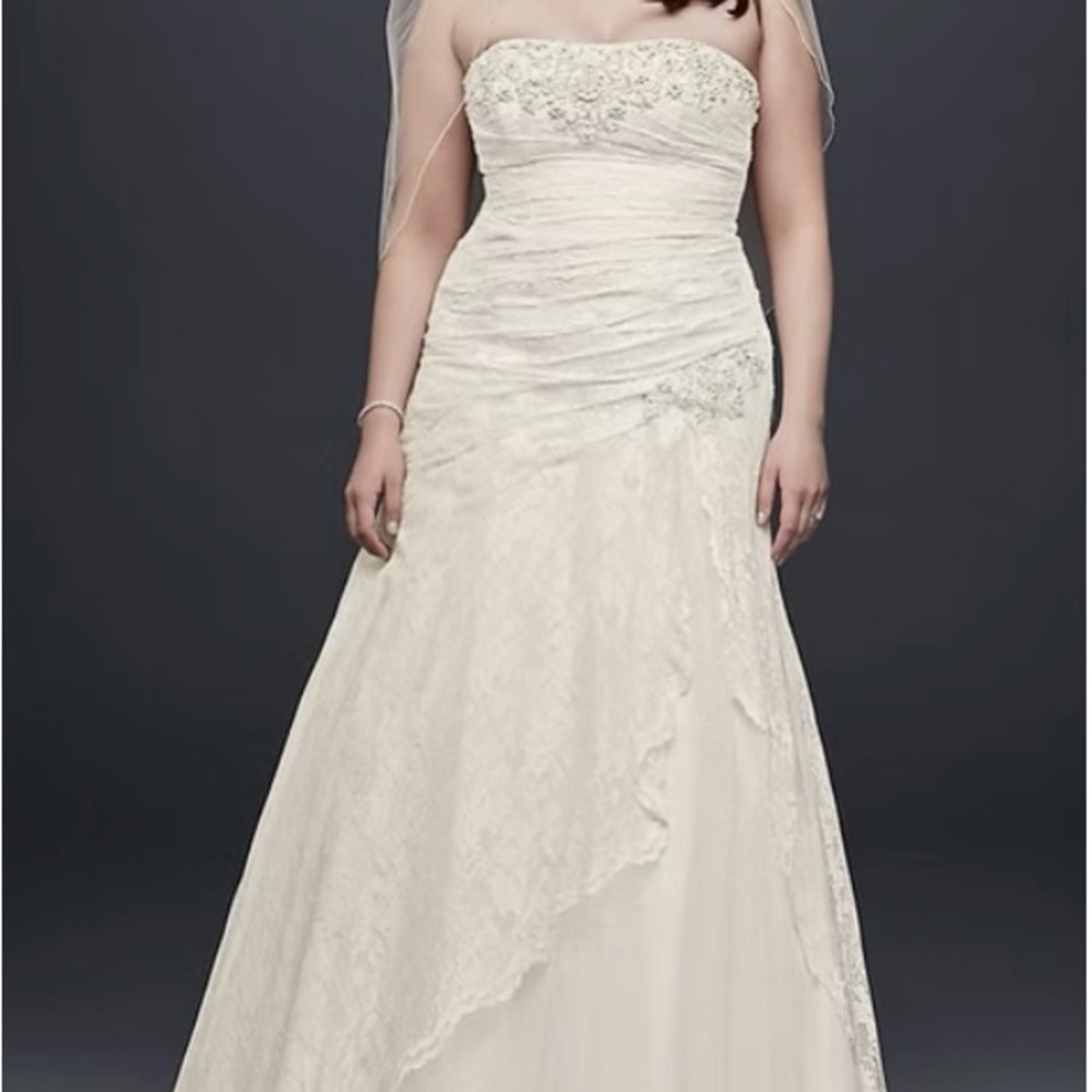 David's Bridal Lace Wedding Dress in Cream